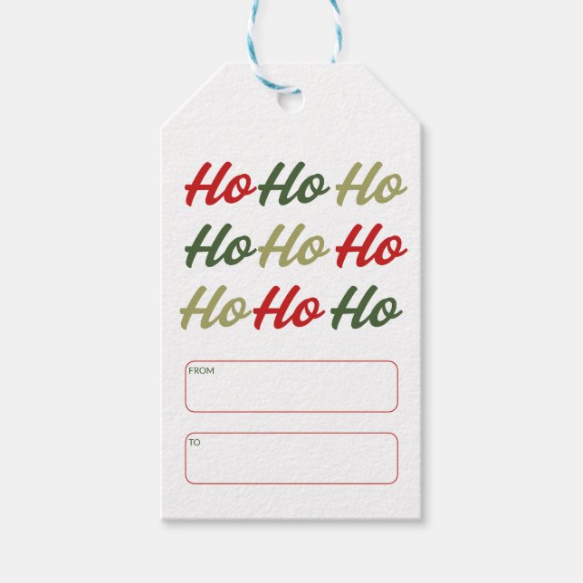 Étiquettes-cadeau Ho Ho Ho Calligraphy Christmas (Devant)