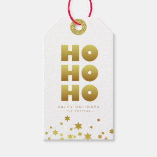 Étiquettes-cadeau Ho Ho Ho   Fun Christmas White & Gold Mini
