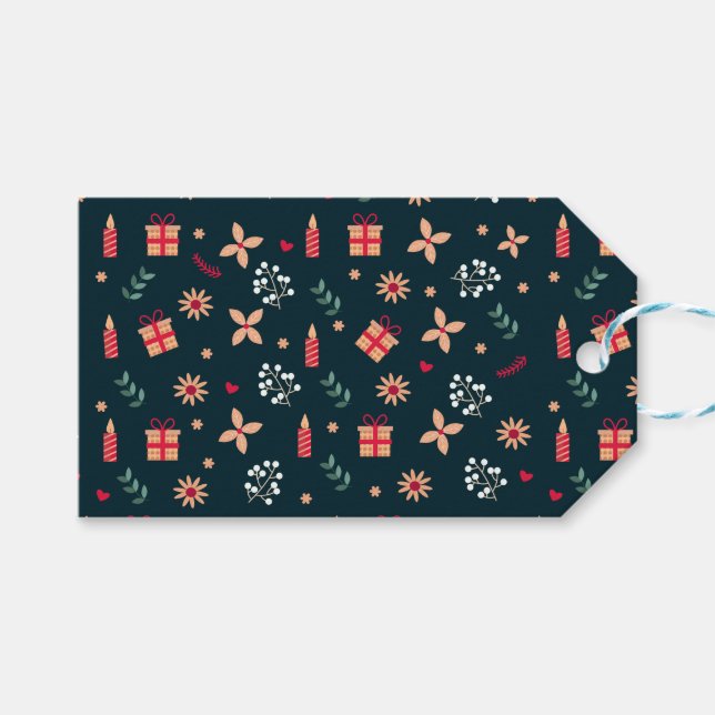 Étiquettes-cadeau Holly Berry Art Motif Christmas Art Candle Art C (Devant (Horizontal))