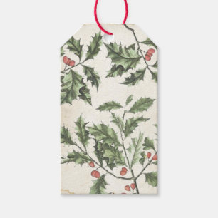 Étiquettes-cadeau Holly Berry Parchemin vert Noël Vintage