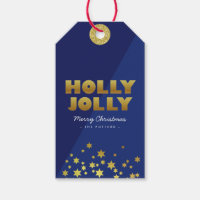 Holly Jolly | Fun Christmas Blue & Gold Tags cadea