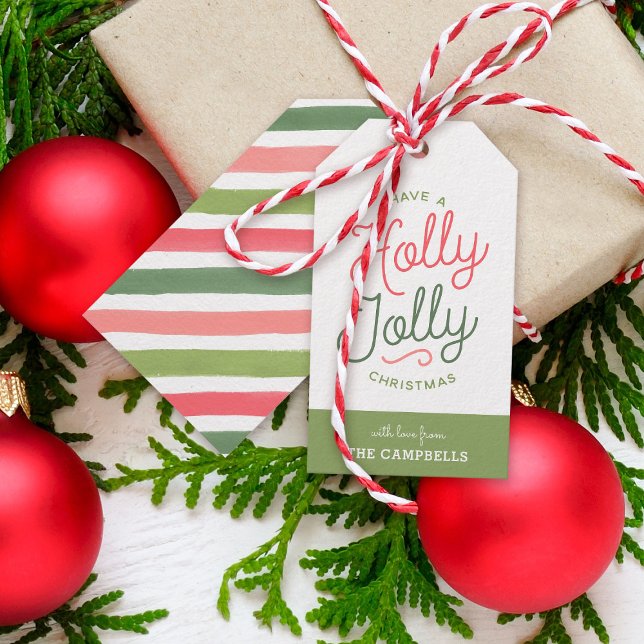 Étiquettes-cadeau Holly Jolly Stripes Tags cadeaux de Noël (Créateur téléchargé)