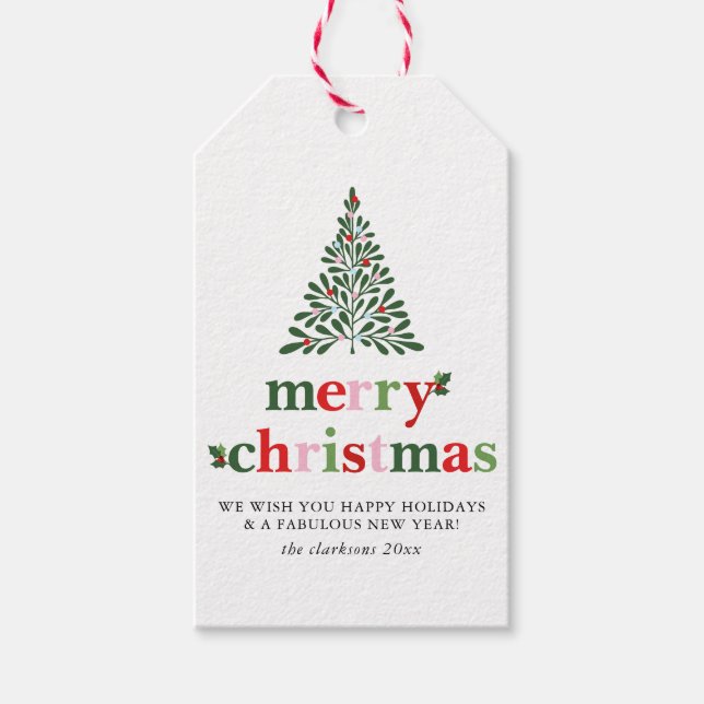 Étiquettes-cadeau Holly Merry & Bright Christmas (Devant)