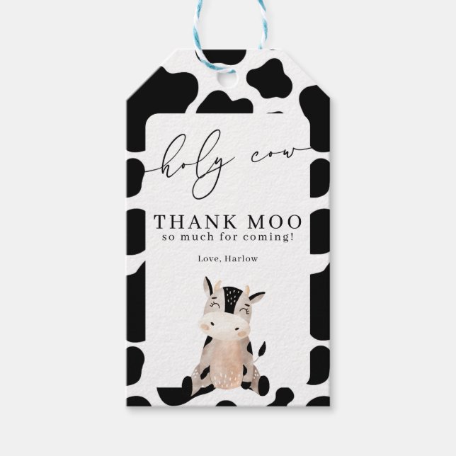 Étiquettes-cadeau Holy Cow Thank Moo Anniversaire (Devant)