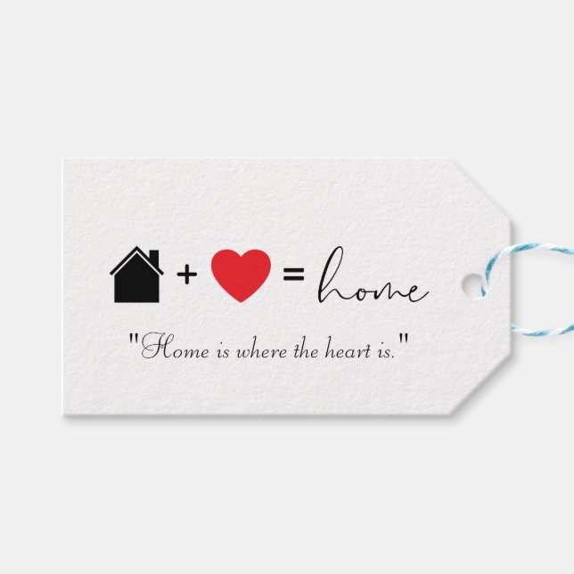 Étiquettes-cadeau Home est là où le coeur est immobilier (Devant (Horizontal))