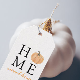 Étiquettes-cadeau Home Sweet Home   Citrouille orange   Saison autom