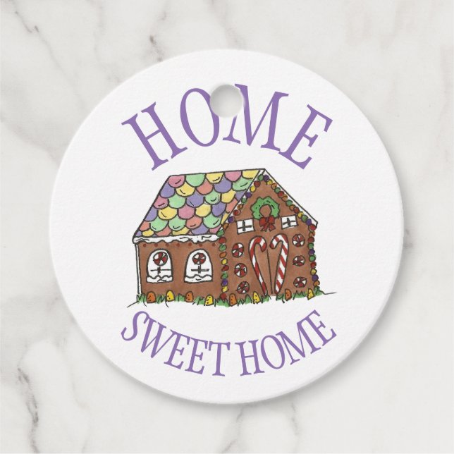 Étiquettes Cadeau Home Sweet Home Gingerbread Maison Vacances (Devant)