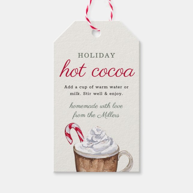 Étiquettes-cadeau Homemade with Love Holiday Hot Cocoa Mix Christmas (Devant)