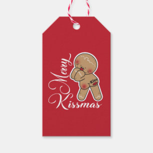 Étiquettes-cadeau Homme en pain d'épices mignonne Merry Kissmas