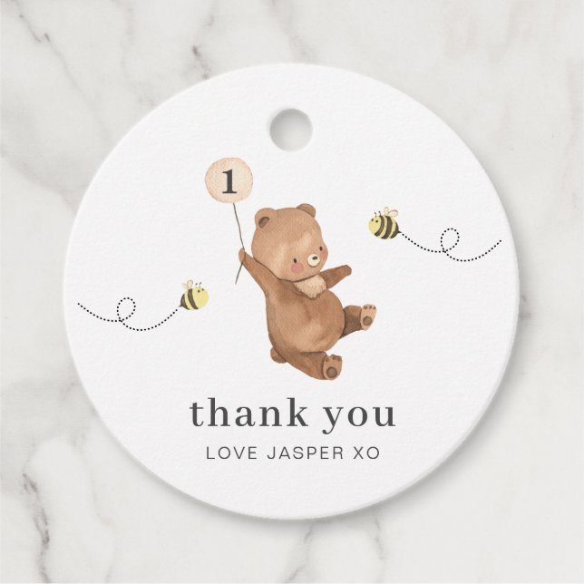 Étiquettes Cadeau Honey Bear First Bee day (Devant)