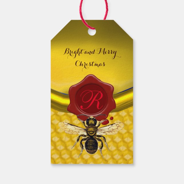 ÉTIQUETTES-CADEAU HONEY BEE, BEEKEEPER RED WAX SEAL MONOGRAMME (Dos)