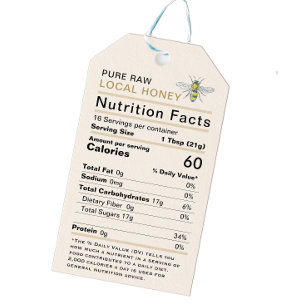 Étiquettes-cadeau Honey Nutrition Facts Jar Tag with Bee