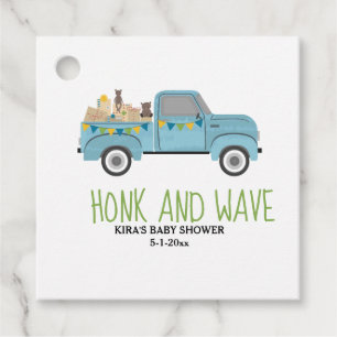 Étiquettes Cadeau Honk & Wave Drive Thru Baby shower Blue Truck