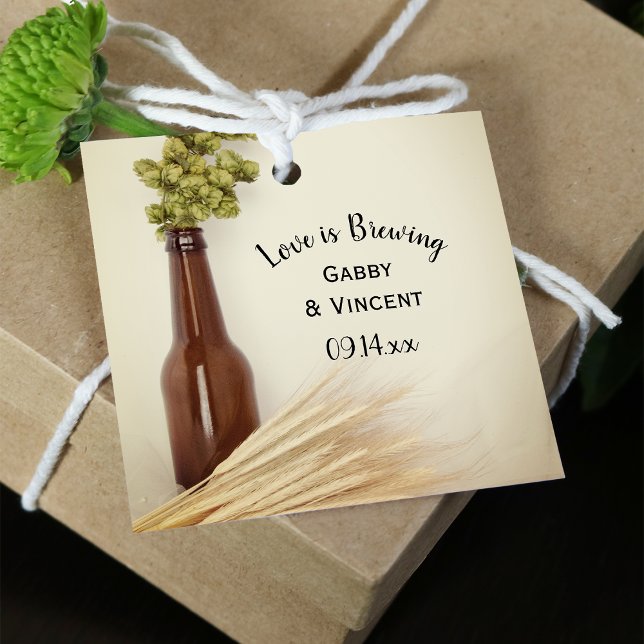Étiquettes Cadeau Hops séché Blé Brasserie L'amour brasse Mariage (Créateur téléchargé)