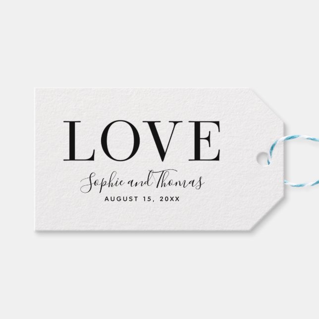 Étiquettes-cadeau Horizontal moderne élégant Mariage d'amour (Devant (Horizontal))