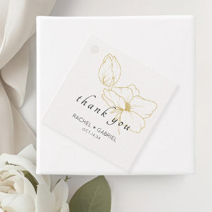 Étiquettes Cadeau Hors blanc Mariage floral moderne chic