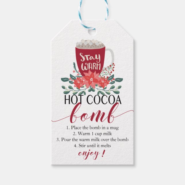 Étiquettes-cadeau Hot Cocoa Bomb - indications de Noël (Devant)