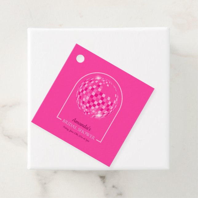 Étiquettes Cadeau Hot Pink Disco Boogie Fête des mariées (En situation)