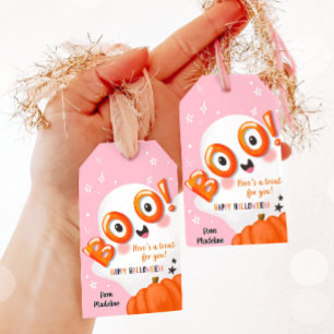 Étiquettes-cadeau Hou! Friandise de fantôme mignon pour Halloween
