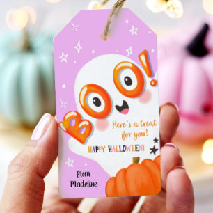 Étiquettes-cadeau Hou! Friandise de fantôme mignon pour Halloween