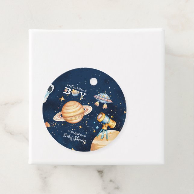 Étiquettes Cadeau Houston We Have A Boy Outer Space (En situation)