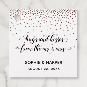 Étiquettes Cadeau Hugs and Kisses from the Mr & Mrs Hearts Rose Gold