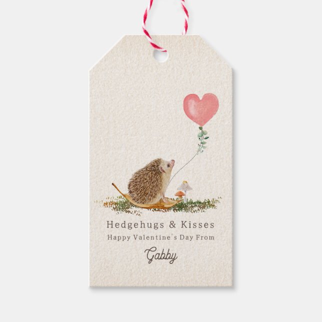Étiquettes-cadeau Hugs de haies et baisers Champignon de haies Valen (Devant)