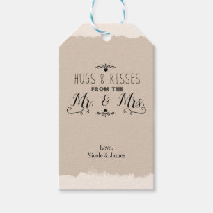 Étiquettes-cadeau HUGS & KISSES De la MR. & MRS. Mariage vintage