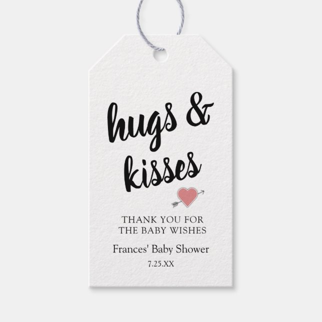 Étiquettes-cadeau Hugs & Kisses merci Baby shower (Devant)