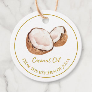 Étiquettes Cadeau Huile de coco maison simple Hang Tag l Blanc