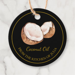Étiquettes Cadeau Huile de coco maison simple Hang Tag l Noir