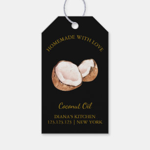 Étiquettes-cadeau Huile de coco maison simple Hang Tag l Noir