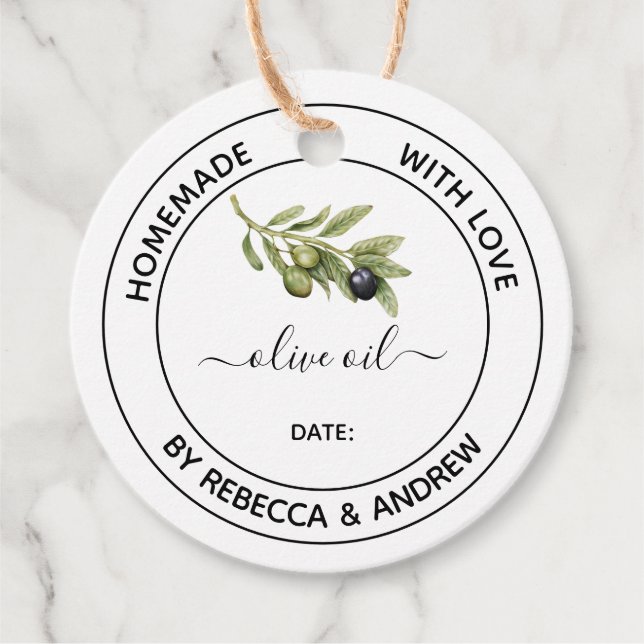 Étiquettes Cadeau Huile d'olive couleur Kraft avec illustration Vint (Devant)