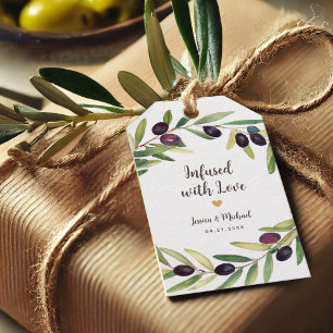 Étiquettes-cadeau Huile d'olive Faveurs de mariage imprégnée d'amour