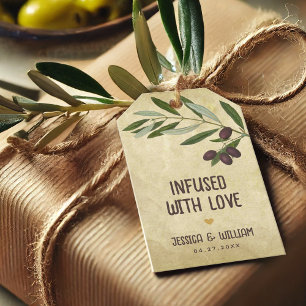 Étiquettes-cadeau Huile d'olive infusée d'amour Mariage rustique Fav