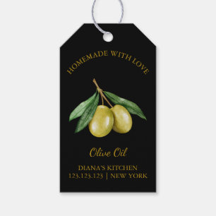 Étiquettes-cadeau Huile d'olive maison simple Hang Tag l Noir