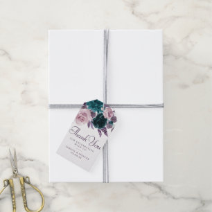 Étiquettes-cadeau Humeur Bohème Floral Violet Aubergine Merci