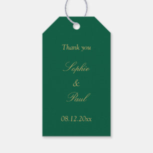 Étiquettes-cadeau Hunter Green Golden Beige Wedding Favor Tags cadea