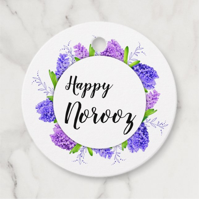 Étiquettes Cadeau Hyacinth Wreath Purple Happy Norooz Nouvel An Cade (Devant)