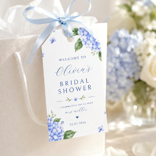 Étiquettes-cadeau Hydrangea Bleue Élégante Florale Aquarelle
