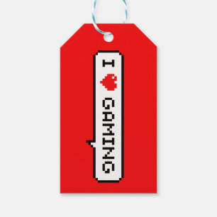 Étiquettes-cadeau I Heart Gaming I Love Gaming Simple Pixel Art