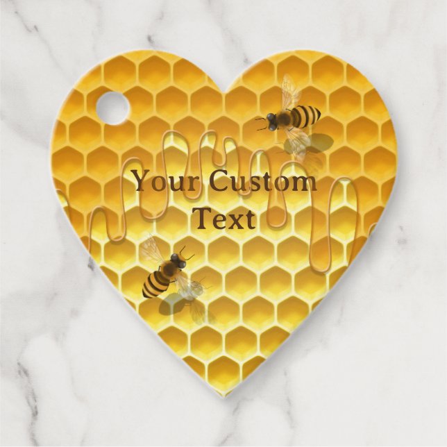 Étiquettes Cadeau I Heart Honeybees Honeycomb Custom (Devant)