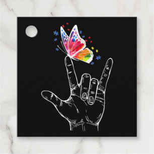Étiquettes Cadeau I Love You Hand Sign Language Butterfly Autism