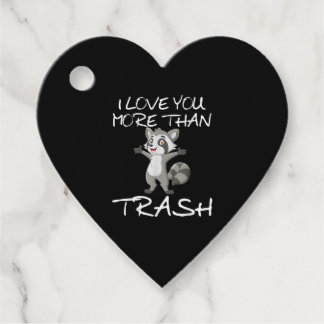 Étiquettes Cadeau I Love You More Than Trash Funny Raccoon Humor 