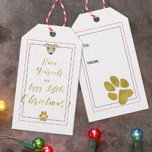 Étiquettes-cadeau Iggy Little Christmas Amusant Élégant Faux Gold Sc
