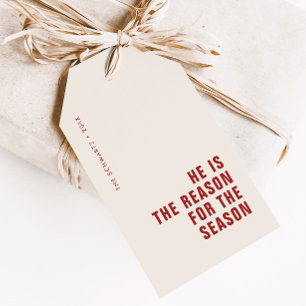 Étiquettes-cadeau Il est la raison de la saison Christian Red