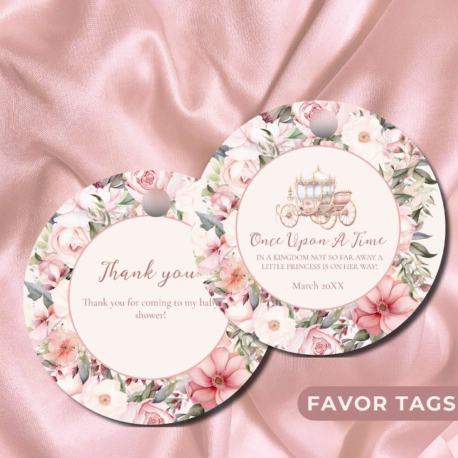 Étiquettes Cadeau Il était une fois un Baby shower princesse rose (Créateur téléchargé)