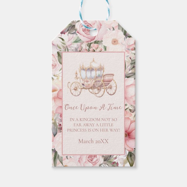 Étiquettes-cadeau Il était une fois un Baby shower princesse rose (Devant)