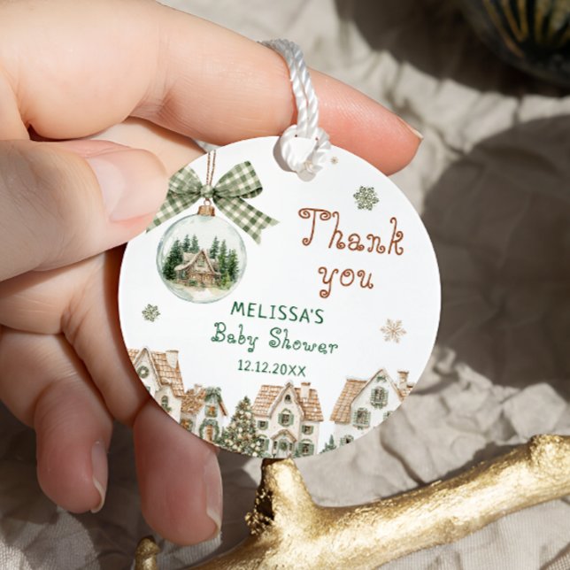 Étiquettes Cadeau Il faut un village Baby shower d'hiver Merci (Créateur téléchargé)