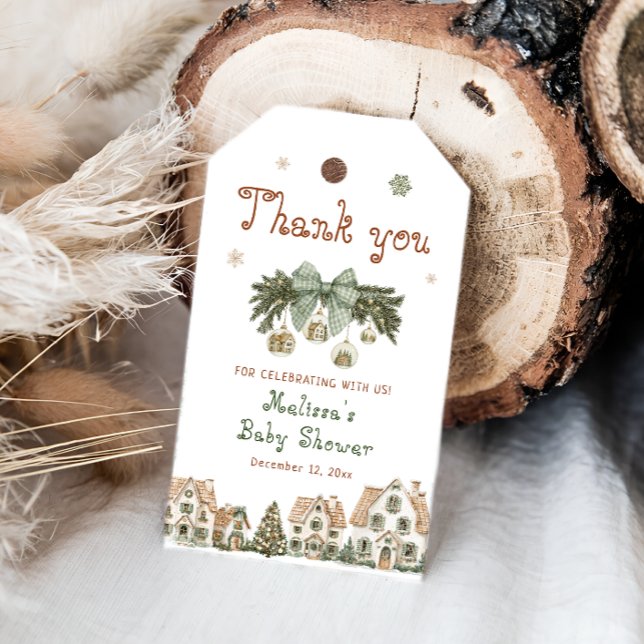 Étiquettes-cadeau Il faut un village Baby shower Merci (Créateur téléchargé)